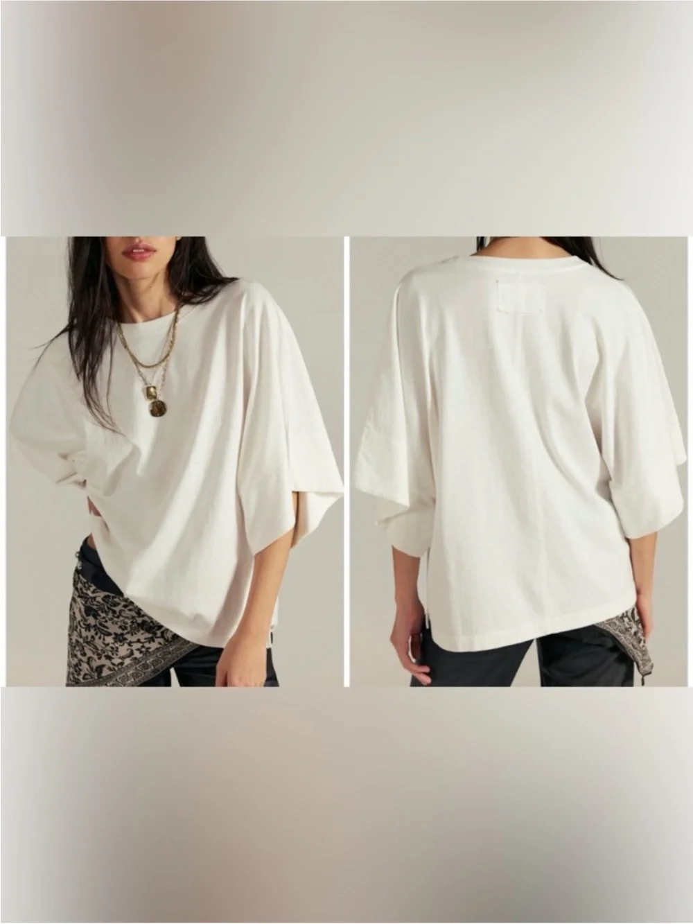 NWOT Free People We The Free Atlas Dolman Tee - clean ivory white - small, large